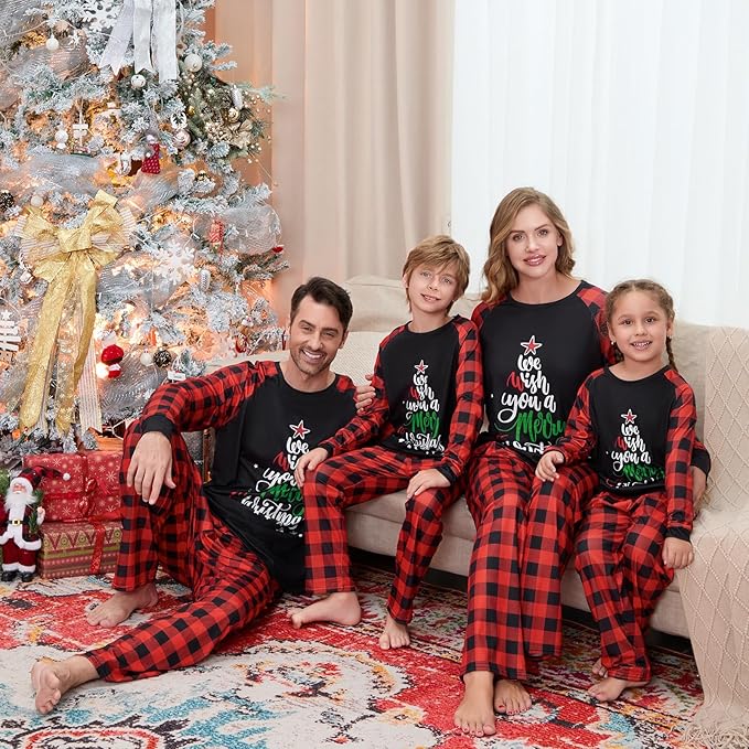 Matching Family Christmas Pajamas Set Elk/Tree/Plaid Holiday Sleepwear Xmas Family Jammies