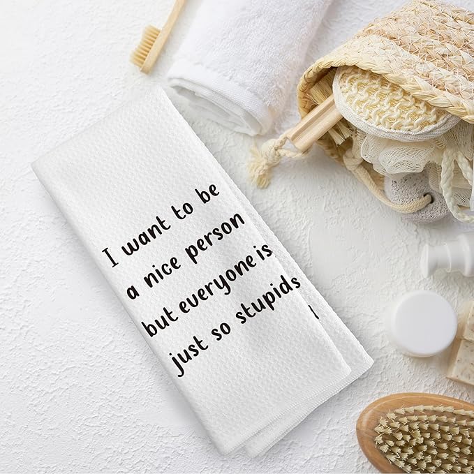 Funny Kitchen Towels Dish Towel Dishcloth 16x24 Inches, Funny Dish Towels with Sayings Towel Decorative Absorbent Hand Tea Towels for Kitchen Bathroom Decor, Humorous Gifts for Women Men