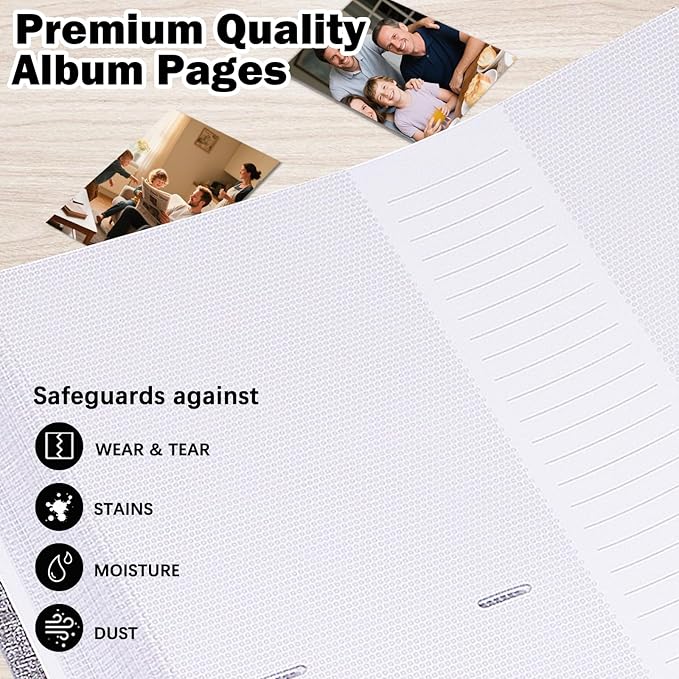 Photo Album 4x6 600 Photos with Writing Space Linen Cover with Front Window Picture Album, 600 Photos 4x6 Photo Album Book for Wedding Kids Travel Family Baby Pictures (Grey)
