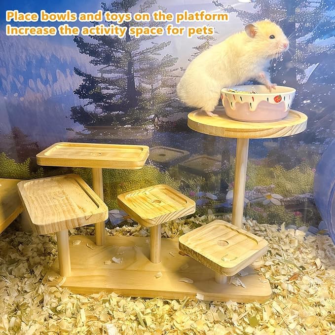Wood Hamster Platform Rat Climbing Toys for Gerbil Hamster Cage Accessories | Exercise activity playground, Syrian hamster climb stairs, gnawing chewing enrichment toys