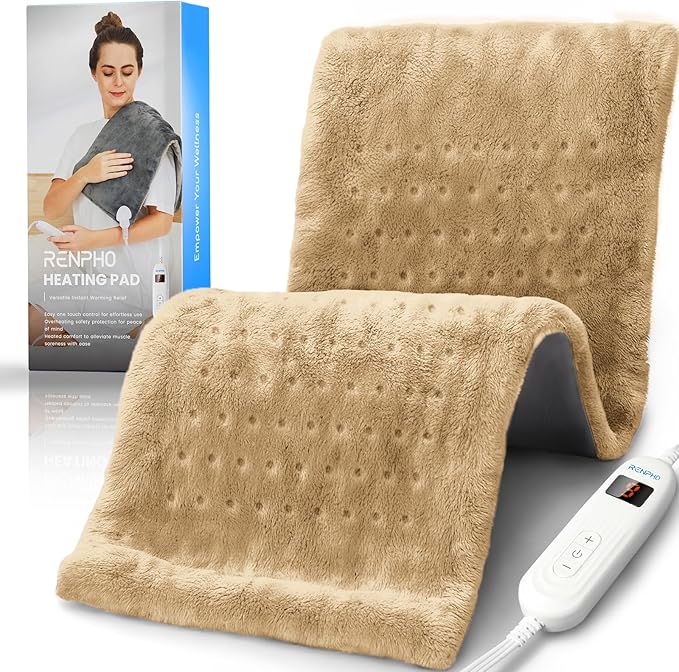 RENPHO Heating Pad for Back Pain & Cramps Relief, Hsa Store Eligible Items, Heat Pad for Knee and Leg, Mothers Day Gifts for Mom Wife, Auto Shut Off, ETL Certified, 12" x24‘’ Light Yellow