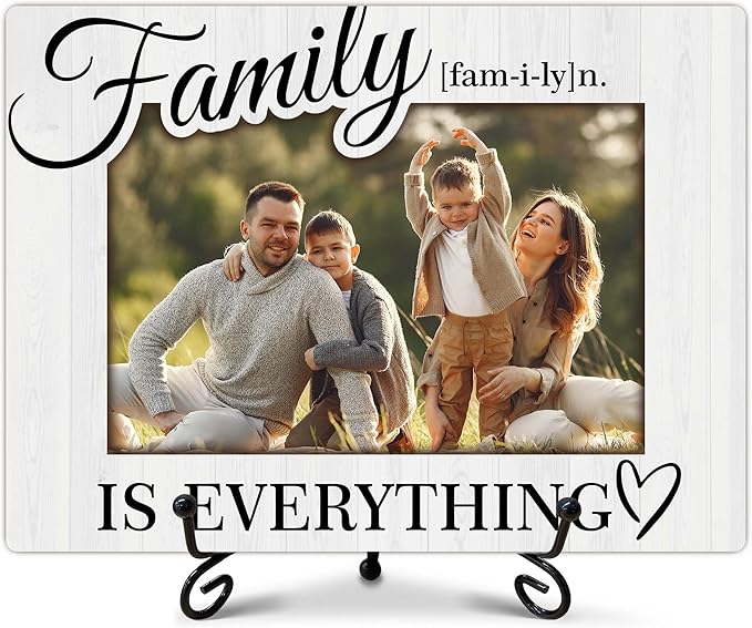 SIXEIGHT Family Definition Picture Frame Family Is Everything Wooden Photo Frame Natural Wood Picture Frame for Families Dad Mom Grandparents Father from son Desk Decor 4x6 Photo Frame-A18