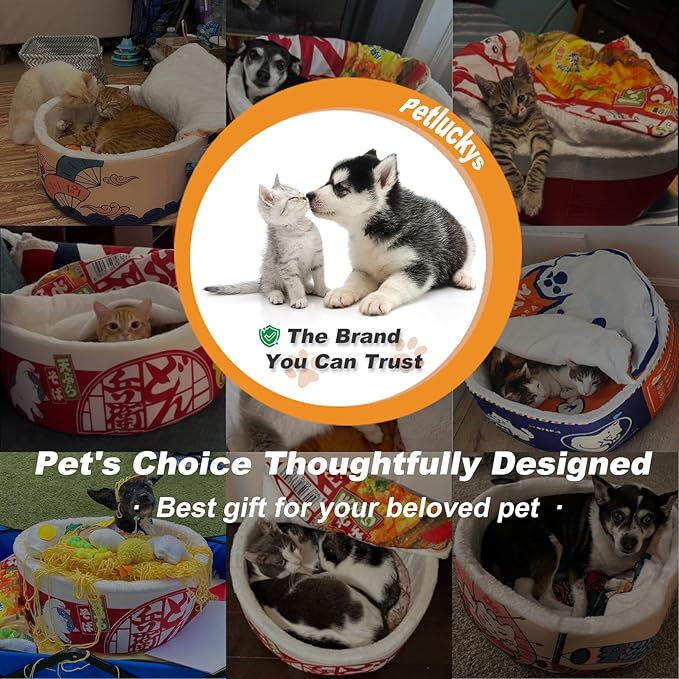 寵幸 Ramen Noodle Dog & Cat Bed,Keep Warm and Super Soft Creative Pet Nest for Indoor Cats,Removable Washable Cushion for Small Medium Large Dogs and Cats | Creative Pet Nest, Indoor Use, Removable Cushion, Multi-Size Fit, Dog & Cat Dual Use
