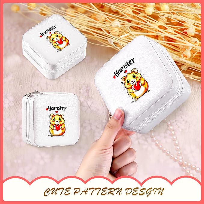 Hamster Jewelry Box, Gifts For Kids Teens Girls, Hamster Lovers Stuff Items Accessories Things Merchandise Decor Merch, Travel Ring Earrings Necklace Organizer Holder!