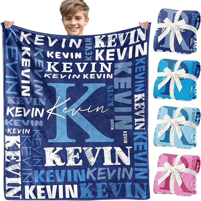 Personalized Blankets for Teen Girls Boys - Printed in USA, Custom Blanket with Kids Names, Ultra-Soft Flannel Monogrammed Baby Throws Blankets, Customized Christmas Brithday Gifts for Adults