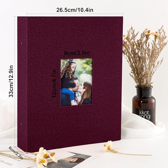 Ywlake Photo Album 4x6 400 Pockets Photos, Linen Photo Albums Holds 400 Vertical Pictures Only Purple