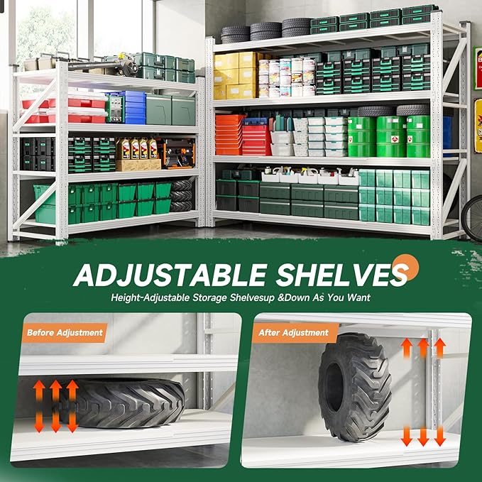 Letaya 4000LBS Storage Shelves Heavy Duty,60" W Garage Shelving Units, 4 Tier Adjustable Utility Rack Shelf,Large Metal Industrial Shelves,for Shop,Warehouse,Basement (60" W x 24" D x 70" H)