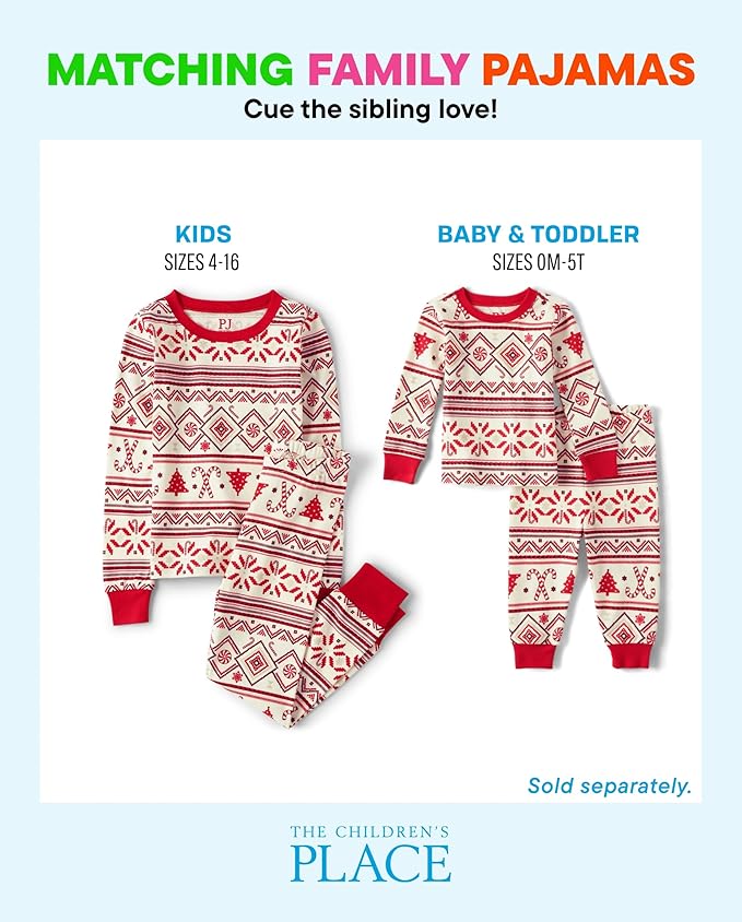 The Children's Place unisex-baby And Kids, Sibling Matching, Holiday Pajama Sets, Cotton