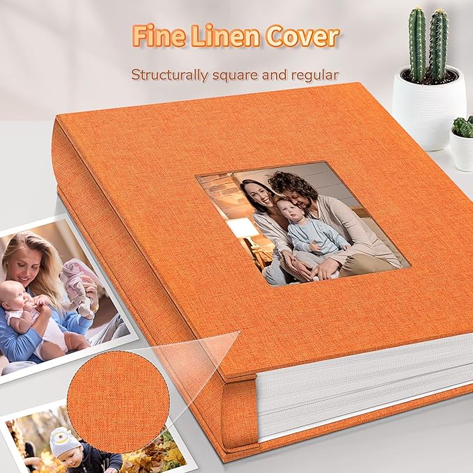Photo Album 4x6 with 1000 Pockets,Slip-in Picture Albums,Linen Cover Memory Book with Front Window,White Page Vertical Photo Book for Wedding,Family,Anniversare,Baby,Vacation