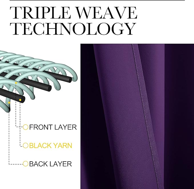 NICETOWN RV Blackout Curtains for Camper Windows, Royal Purple, 34" x 36", Set of 2, Kitchen Curtains, Short Blackout Drapes, Thermal Insulated Rod Pocket Window Treatment Draperies for Nursery