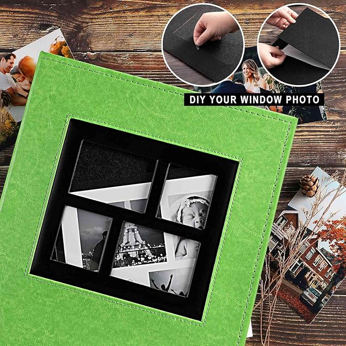 Ywlake Photo Album 4x6 500 Pockets Photos, Extra Large Capacity Family Wedding Picture Albums Holds 500 Horizontal and Vertical Photos Green