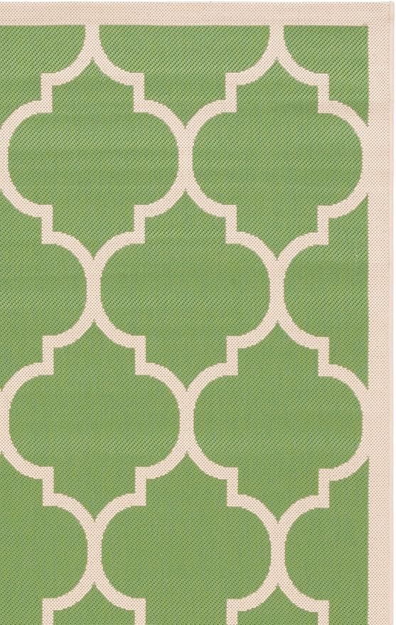 SAFAVIEH Courtyard Collection 5'3" x 7'7" Green/Beige CY6914 Trellis Indoor/ Outdoor Waterproof Easy Cleaning Patio Backyard Mudroom Area Rug