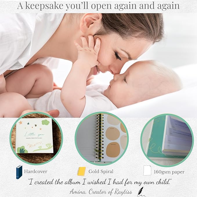 Little You – Baby Memory Book & Pregnancy Journal (120 Pages) – Newborn to 5 Years – Magnetic Gift Box + Photo Pockets + Letter to Open at 21 – Keepsake Album for Boys or Girls
