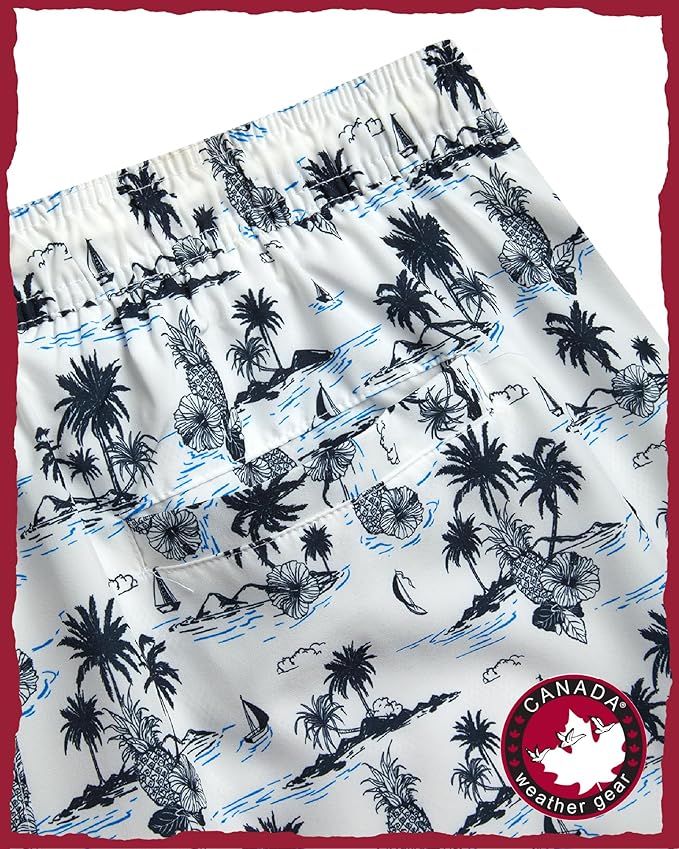 CANADA WEATHER GEAR Mens Beach Outfit Set - 2 Piece Short Sleeve Button Down Hawaiian Shirt for Men and Mens Swim Shorts Set