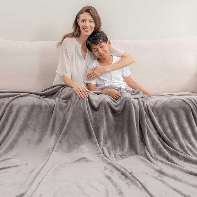 Berkshire Blanket VelvetLoft Big Oversized King Family Blanket, All Season Mid-Weight Ultra Silky and Fuzzy, Seamless Extra Large(Charcoal Gray, 120x120 Inches)