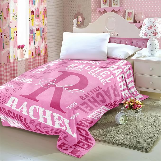 Personalized Blankets for Teen Girls Boys - Printed in USA, Custom Blanket with Kids Names, Ultra-Soft Flannel Monogrammed Baby Throws Blankets, Customized Christmas Brithday Gifts for Adults