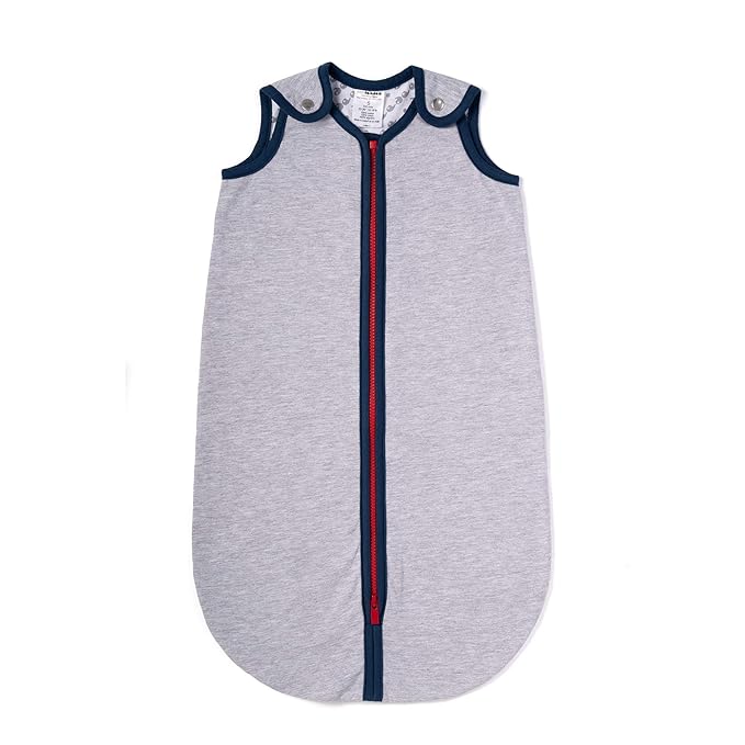 baby deedee 100% Cotton Sleeping Sack, Baby Sleeping Bag Wearable Blanket, Sleep Nest Lite, Infant and Toddler, Gray Navy, Large (18-36 Months)