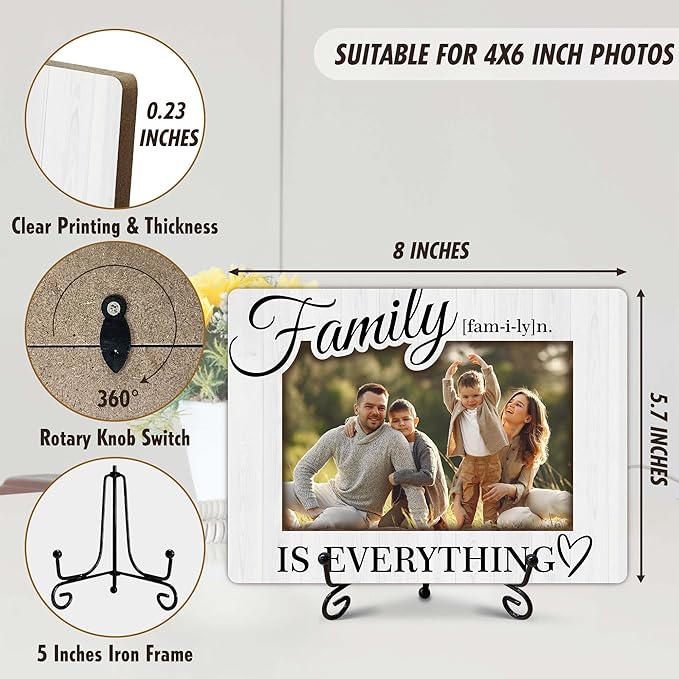SIXEIGHT Family Definition Picture Frame Family Is Everything Wooden Photo Frame Natural Wood Picture Frame for Families Dad Mom Grandparents Father from son Desk Decor 4x6 Photo Frame-A18