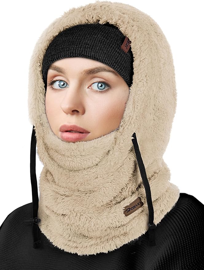 Ski Mask Fleece Balaclava, Windproof Face Mask Winter Warm Neck Cover Hat Hood for Men Women
