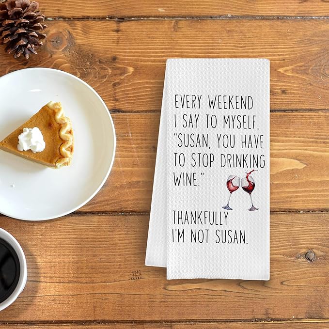 Funny Wine Kitchen Towels, Wine Gifts for Wine Lovers Dish Tea Towels for Kitchen Decor, Bar Towels for Bartender, Wine Kitchen Decor, 16x24 Inch