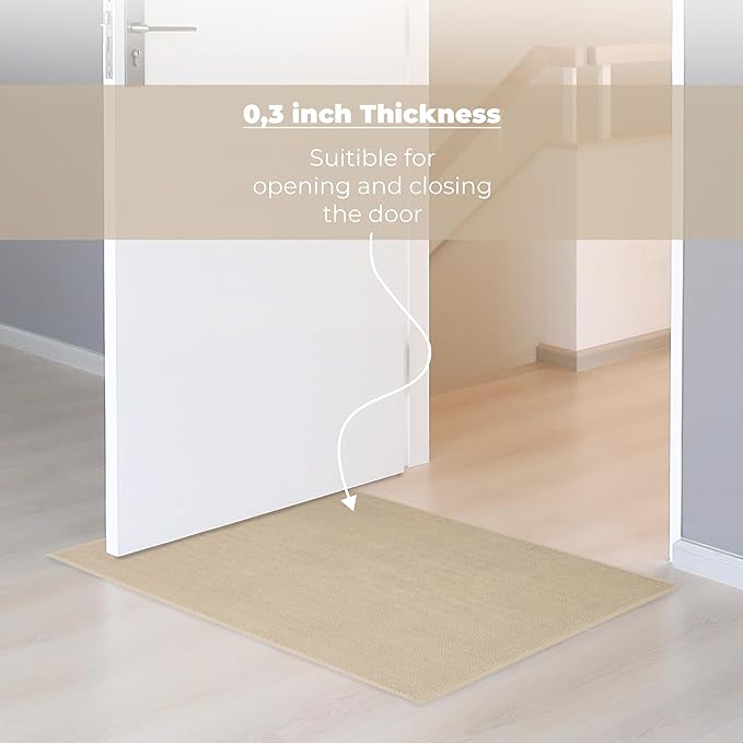 Cotton Paradise 100% Cotton Non Slip Bath Mats for Bathroom, 20x34 inch Soft Absorbent Quick Dry Machine Washable Floor Bath Mat, Beige Bath Rug