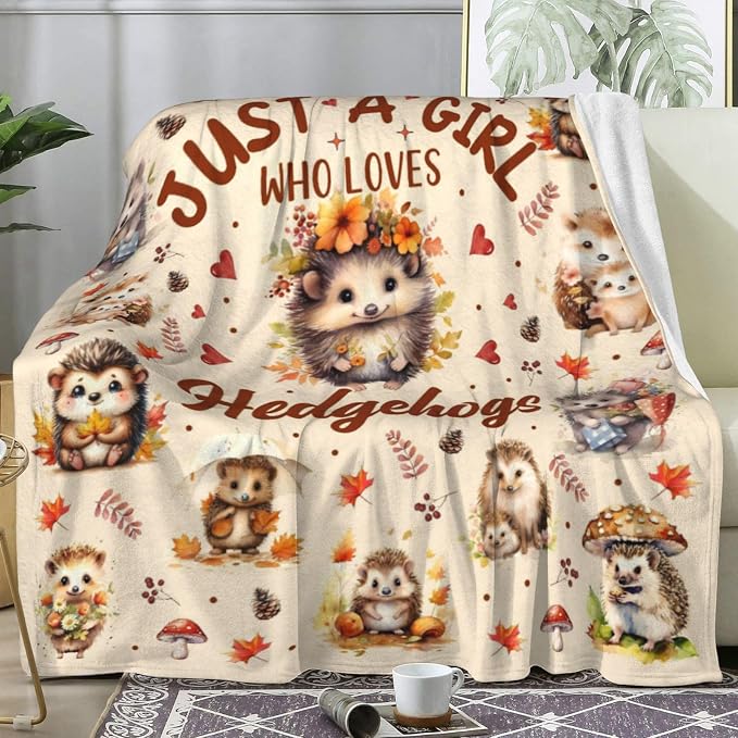 Hedgehog Blanket Gifts for Kids Women Girls,Hedgehogs Accessories Stuff Cute Animal Throw Blankets,Hedgehogs Gifts for Hedgehog Lovers Adults 60"x50"