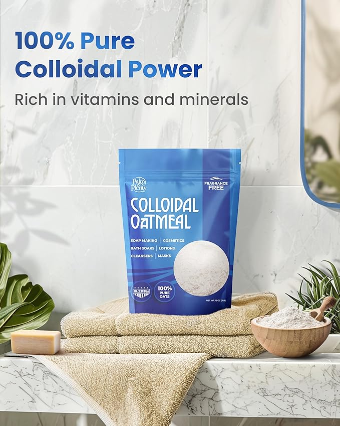 100% Pure Colloidal Oatmeal - Unscented, DIY Bath Products, Skincare, Cosmetics, Natural Oatmeal Bath for Itching, Soothing Agent for Itchy, Irritated Skin - 2 Pack (32oz)