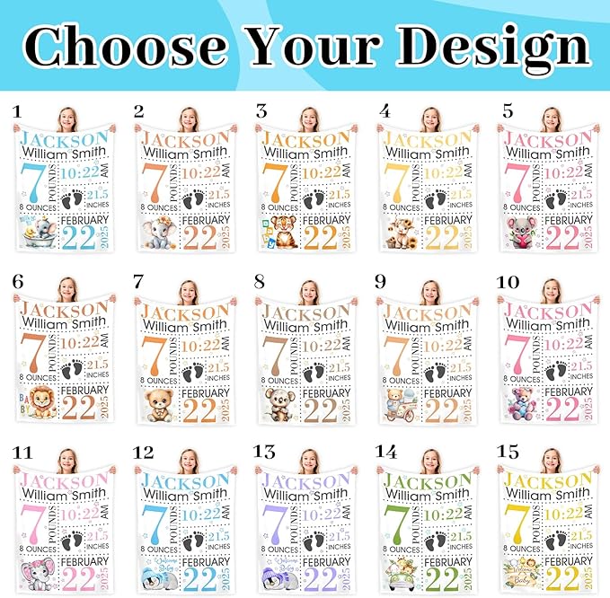 Custom Name Blanket for Kids Adults, Personalized Baby Blanket with Name for Girls Boys Cute Animal Pattern Purple Personalized Christmas Birthday Gifts for Kids Women Mom