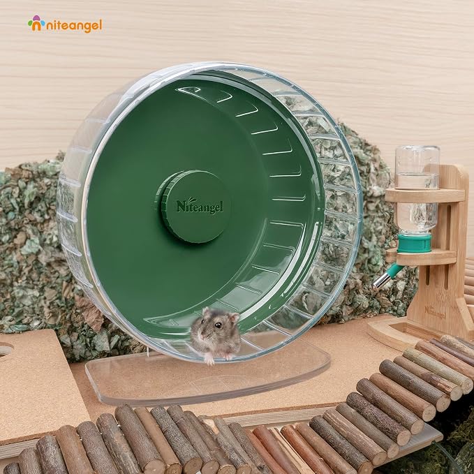 Niteangel Super-Silent Hamster Exercise Wheels: Quiet 10 inch Running Wheel | Can 10.6-13.4" Adjustable Height - No Bend Back Spinner Running for Dwarf Syrian Hamster Gerbils Mice Or Other Small Animal
