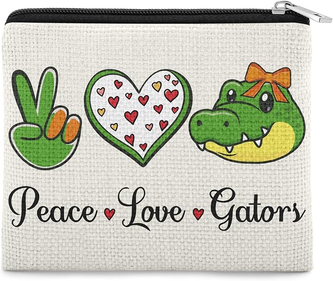 Gators Lover Gift Gator Coin Purse for Women Crocodile Lover Gifts Friends Sister Gators Presents Teen Daughter Alligator Gift Christmas Birthday Gifts Gator Themed Zipper Change Pouch