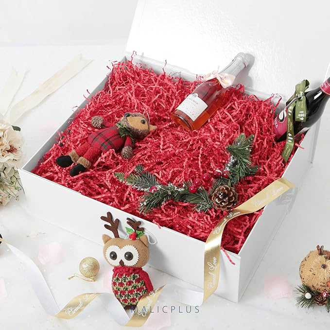 3 Extra Large Gift Boxes with Lids 16.3x14.2x5 Inches, White Bridesmaids Proposal Boxes with Magnetic Closure for All Occasion (Lattice Texture)