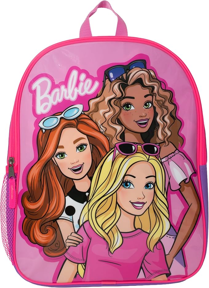 AI ACCESSORY INNOVATIONS Barbie Backpack for Girls, Elementary School Book Bag with Padded Straps, Pink