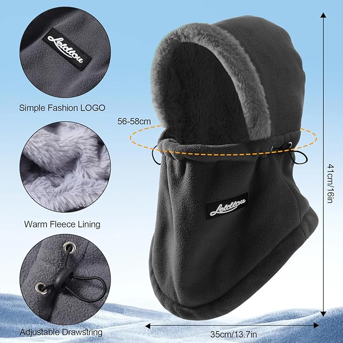 Balaclava Ski Mask for Women Winter Fleece Windproof Face Mask Neck Warmer Scarf Helmet Hood Outdoor