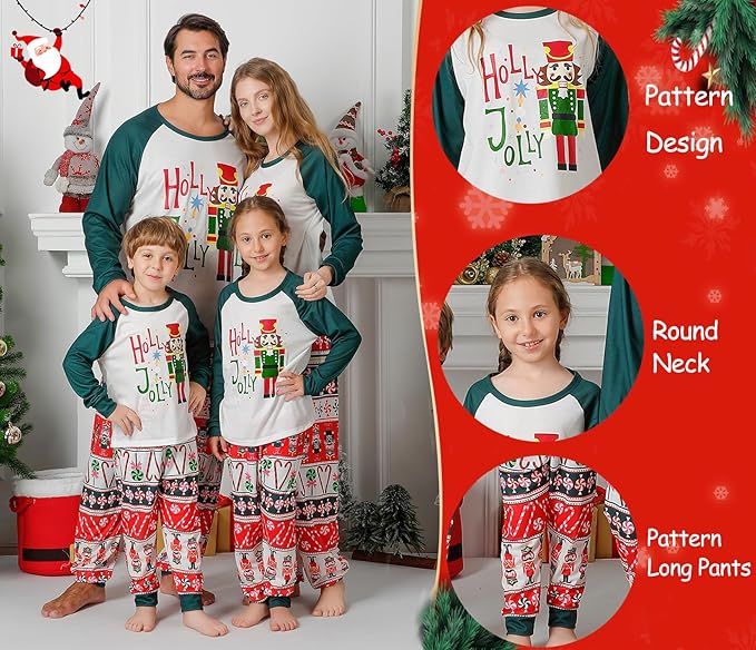 Matching Family Christmas Pajamas Sets, Holiday PJs with Top and Pants, Cute 2 Piece Sleepwear for Couples/Women/Men