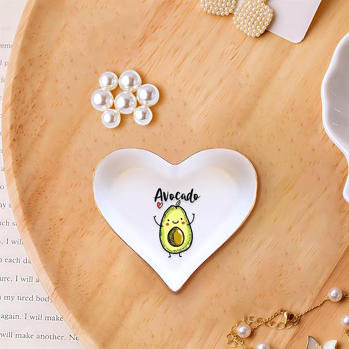 Avocado Ring Holder Dish Tray, Gifts For Women Teens Girls, Avocado Lovers Themed Stuff Accessories Things Decor Merch, Home Room Ring Earrings Necklace Organizer Holder!