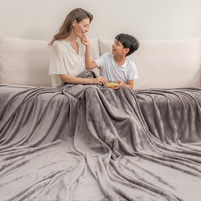 Berkshire Blanket VelvetLoft Big Oversized King Family Blanket, All Season Mid-Weight Ultra Silky and Fuzzy, Seamless Extra Large(Charcoal Gray, 120x120 Inches)