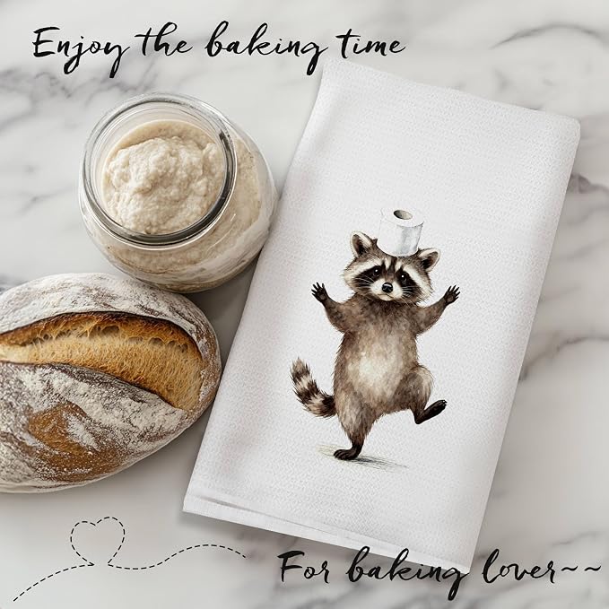 Funny Raccoon Bathroom Hand Towels, Raccoon Lover Gifts, Humor Bathing Trash Panda Decorative Hand Towels for Bathroom Washroom Restroom, 16x24 Inch Set of 3