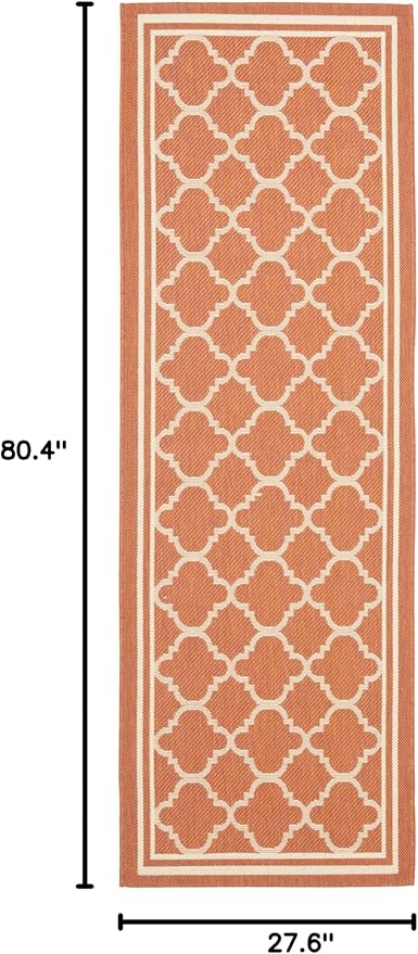 SAFAVIEH Washable Rug Outdoor Courtyard Collection - 2'3" x 6'7" Runner, Terracotta & Bone, Non-Shedding & Easy Cleaning, Ideal for Patio, Entryway, Mudroom, Hallway, Kitchen (CY6918-241)