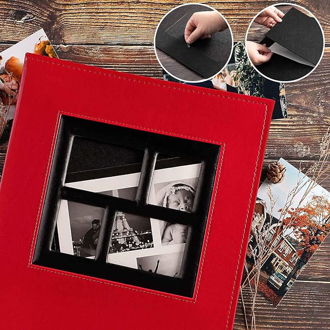 Ywlake Photo Album 4x6 500 Pockets Photos, Extra Large Capacity Family Wedding Picture Albums Holds 500 Horizontal and Vertical Photos Red