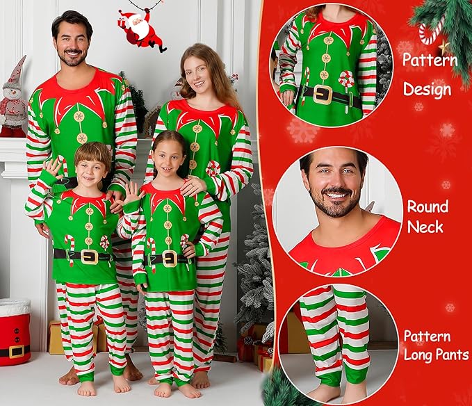 Matching Family Christmas Pajamas Sets, Holiday PJs with Top and Pants, Cute 2 Piece Sleepwear for Couples/Women/Men