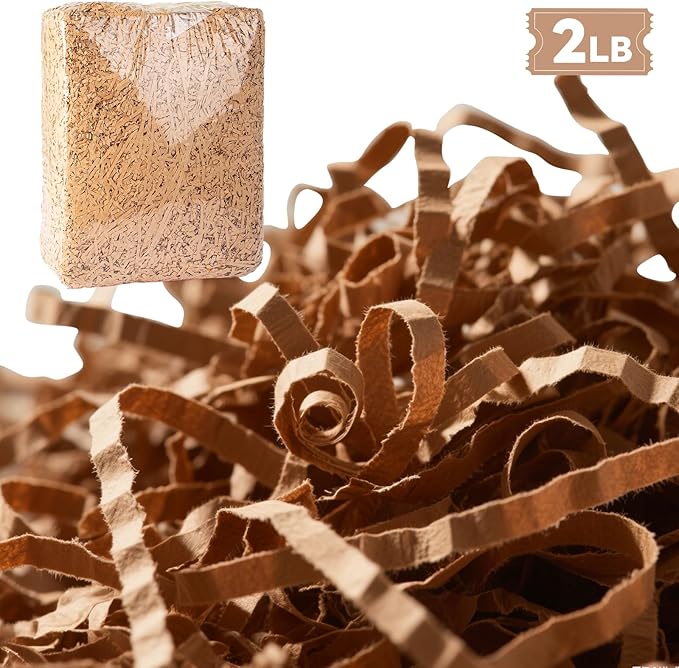 2LB Crinkle Cut Paper Shred Filler,Shredded Paper For Gift Basket Filler,White Confetti,Crinkle Cut Papers For Gifts Wrapping, Basket Filling, Birthdays, Weddings, Anniversaries-Brown