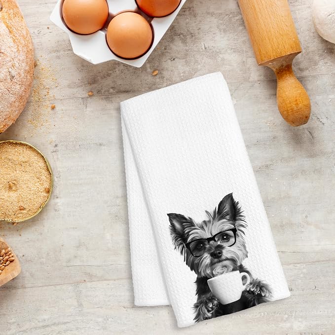 Funny Yorkshire Terrier Coffee Kitchen Towels, Yorkshire Terrier Gifts, Yorkie Gifts for Women Decorative Dish Hand Tea Towels for Kitchen Coffee Bar Decor, 16x24 Inch