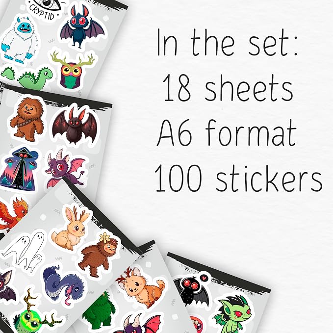 100Pcs Cryptid Stickers Waterproof, Decals - Cryptids Gifts, Party Supplies - Gift for Women & Men