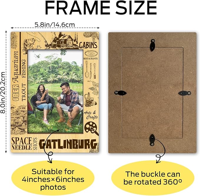 Fishing Picture Frame Wood Photo Frame for Friends Men Women, Farmhouse Tabletop Display 4 x 6 Picture Frame Father’s Day Vacation Gifts for Lake Lover Daughter Son, Lake House Holiday Decorations -18