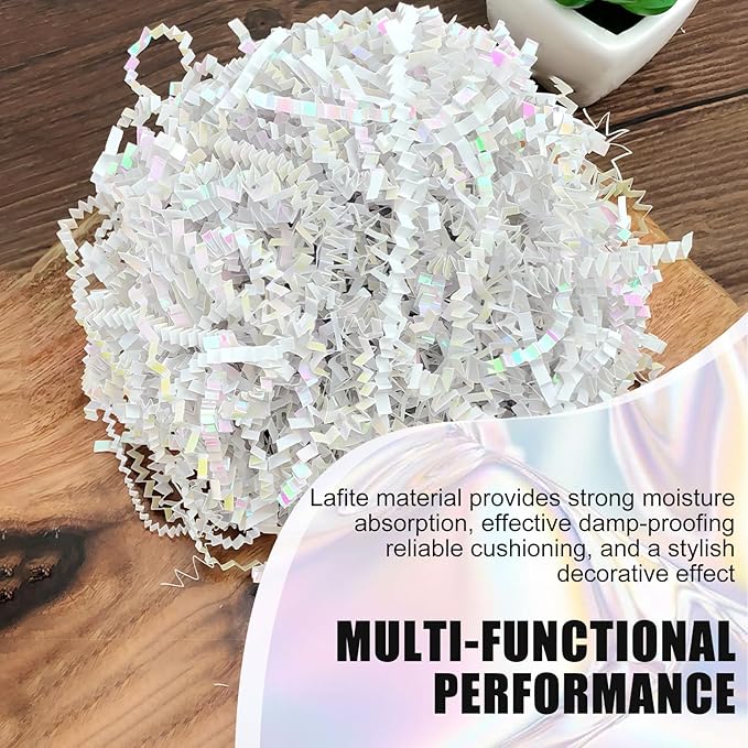 Crinkle Cut Paper Shred Filler 1LB Bulk – Premium White Decorative Shredded Paper for Gift Wrapping, Boxes, Baskets & Packaging – Eco-Friendly Filler for Weddings, Birthdays, Baby Showers & Holiday Crafts