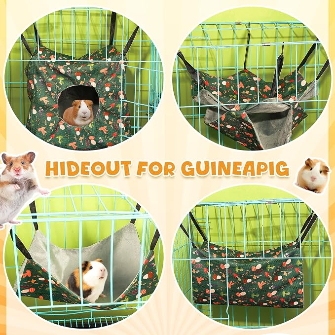 Geelin 8 Pcs Rat Hammock Bed Rat Accessories for Cage Ferret Hammock Bed Hideout Guinea Pig Hanging Tunnel Glider Toy for Small Animals Hamster Chinchilla Sugar Squirrel
