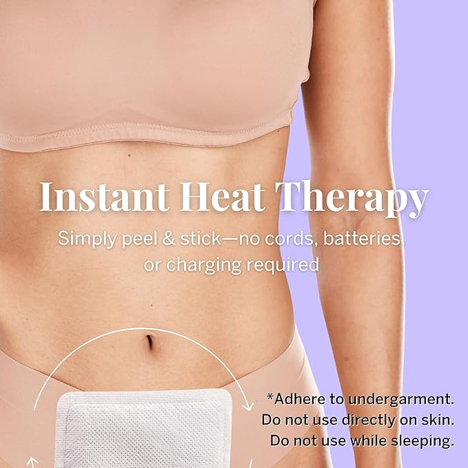 Pixie Period Cramps Menstrual Pain Relief Heat Patches - Lower Abdominal & Back Soothing Therapy - Natural Alternative to Lidocaine ICY Hot - Up to 8 Hours - 6 Count Discreet Disposable Heat Pads