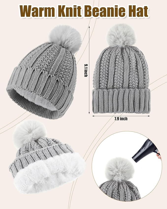 Geyoga 6 Pcs Winter Warm Set for Women Warm Beanies Hats Touchscreen Gloves Long Scarf Ear Muffs Socks Winter Gifts for Women