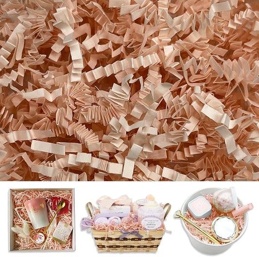 Champagne Crinkle Cut Paper Shred Filler, 2 LB Basket Filler Shredded Paper, Confetti Stuffing for Basket Filling, Halloween, Thanksgiving, Christmas, Birthdays, Gift Wrapping, Stuffer Party Supplies
