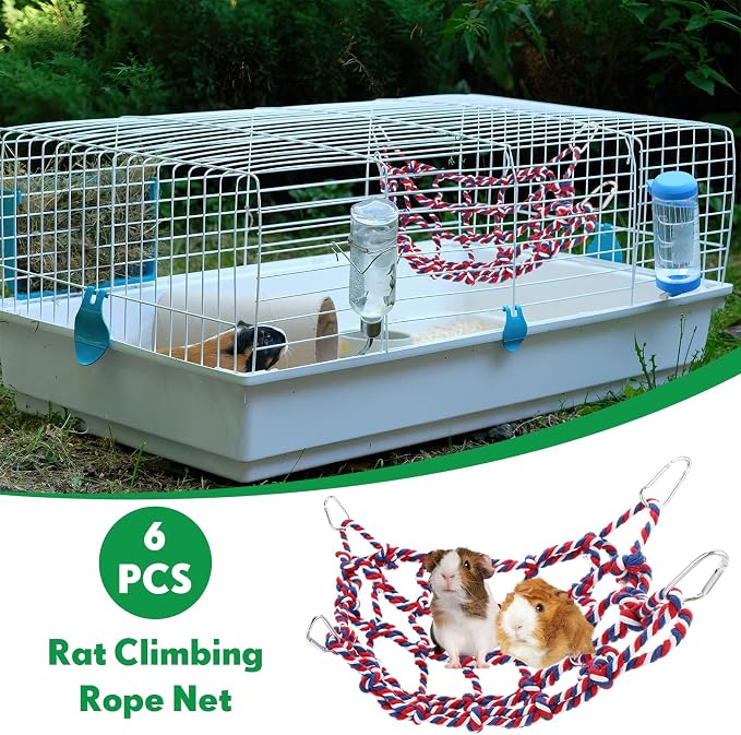 Berlune 6 Pcs Rat Ropes for Cage Rat Cage Accessories Climbing 12.6 x 9.84 Inch Bird Rope Toys for Pet Hammock Hamster Cotton Bridge Bird Ladder for Small Animal Habitat Play